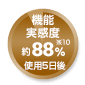 機能実感度約88%※10 使用5日後