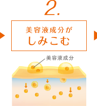 2、美容液成分がしみこむ