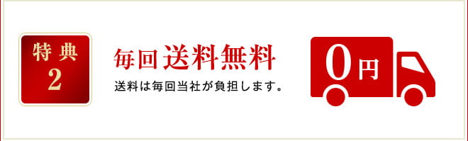 毎回送料無料 送料は毎回当社が負担します。