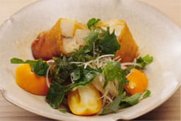 鰆の唐揚げ芽カブ掛け