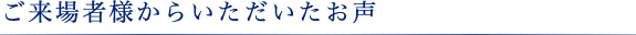 ご来場者様からいただいたお声