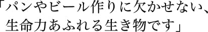 「パンやビール作りに欠かせない、生命力あふれる生き物です。」