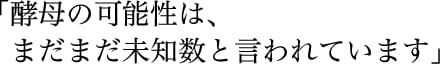 「酵母の可能性は、まだまだ未知数と言われています。」