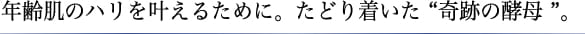 年齢肌のハリを叶えるために。たどり着いた奇跡の酵母