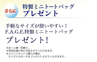さらに:特製ミニトートバッグプレゼント 手軽なサイズが使いやすい！F.A.G.E.特性ミニトートバッグプレゼント