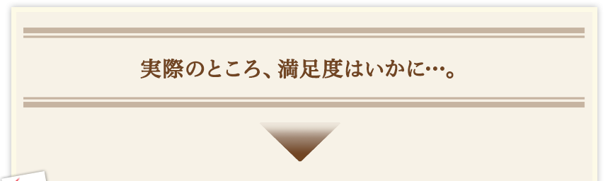 実際のところ、満足度はいかに…。