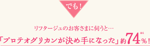 でも！ リフタージュのお客さまに伺うと… 「プロテオグリカンが決め手になった」約74％！※6