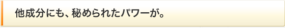 他成分にも、秘められたパワーが。