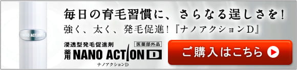 毎日の育毛習慣に、さらなる逞しさを！強く、太く、発毛促進！『ナノアクションD』浸透型発毛促進剤　薬用NANOACTIOND　ナノアクションD　医薬部外品　ご購入はこちら