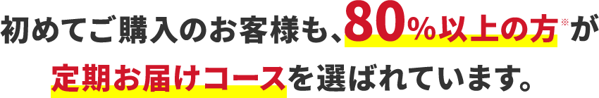 初めてご購入のお客様も、80％以上の方※が定期お届けコースを選ばれています。