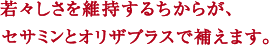 若々しさを維持するちからが、
セサミンとオリザプラスで補えます。