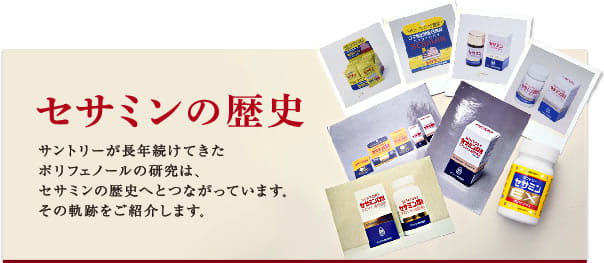 セサミンの歴史 サントリーが長年続けてきたポリフェノールの研究は、セサミンの歴史へと繋がっています。その軌跡をご紹介します。