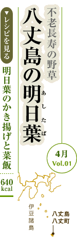 4月Vol.01：不老長寿の野草　八丈島の明日葉
大根のポトフ：640kcal