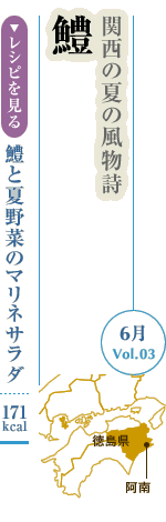 6月Vol.03：関西の夏の風物詩　鱧
鱧と夏野菜のマリネサラダ：171kcal