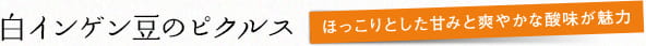 白インゲン豆のピクルス:ほっこりとした甘みと爽やかな酸味が魅力