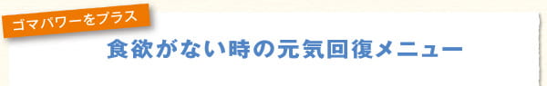 食欲がない時の元気回復メニュー　ゴマパワーをプラス