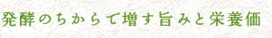 発酵のちからで増す旨みと栄養価