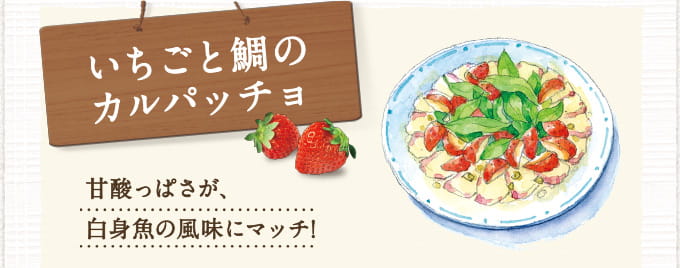 いちごと鯛のカルパッチョ　甘酸っぱさが、白身魚の風味にマッチ！