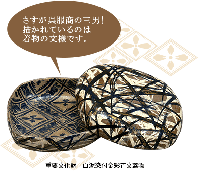 さすが呉服商の三男！描かれているのは着物の文様です。