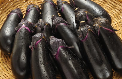 ナスのアップの写真。