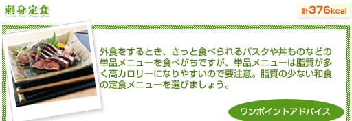 刺身定食（約376kcal）