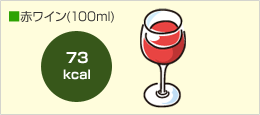 赤ワイン(100ml) 73キロカロリー
