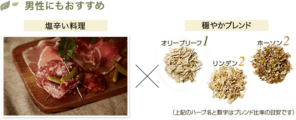 男性にもおすすめ　辛い料理と穏やかブレンドのハーブ