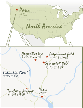 アメリカ合衆国の西海岸最北部、ワシントン州中部のパスコ近郊を表す地図
