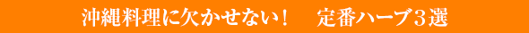 沖縄料理に欠かせない！　定番ハーブ3選