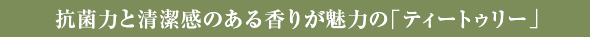 抗菌力と清潔感のある香りが魅力の「ティートゥリー」