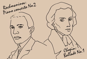 ラフマニノフとショパンのイメージイラスト