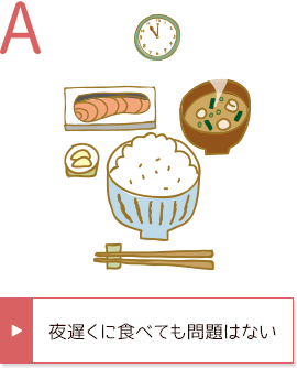 A 夜遅くに食べても問題はない