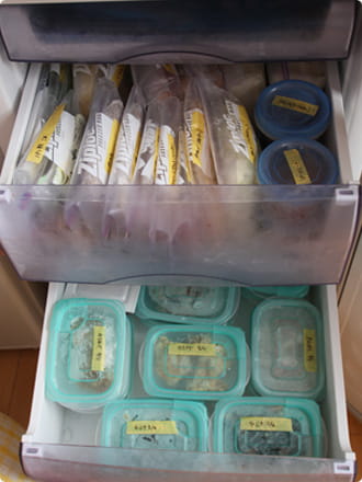 きれいにラベリング収納された冷凍庫の中の写真